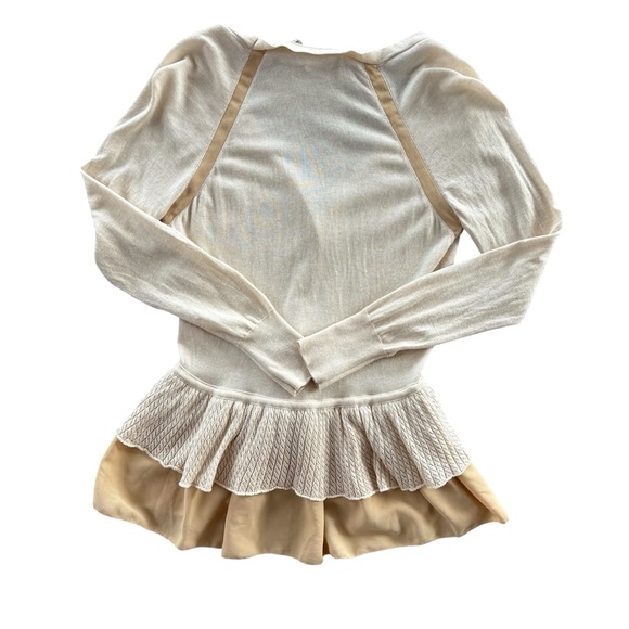 Anthropologie Knitted & Knotted Tiered Cream Peplum Wool Blend Sweater Size S - Picture 9 of 9